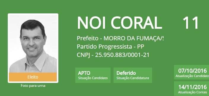 Contas de campanha de Noi Coral são aprovadas pela Justiça Eleitoral