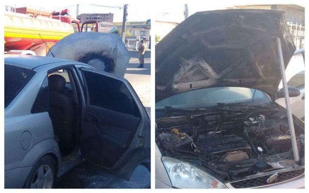 Carro pega fogo no centro de Morro da Fumaça