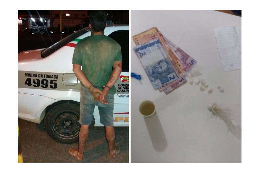 Traficante agride Policial Militar e é preso com cocaína em Morro da Fumaça