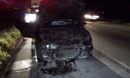 Carro pega fogo na BR-101