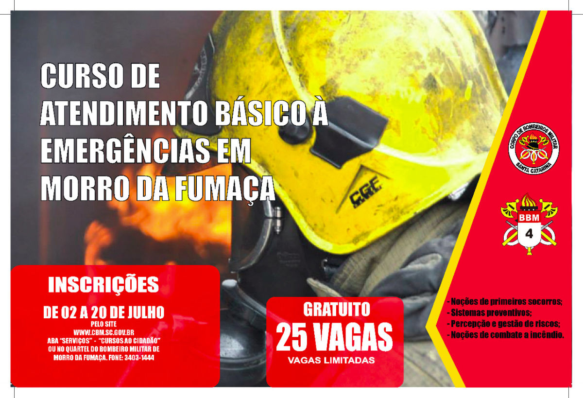 Inscrições abertas para Curso de Atendimento Básico a Emergências