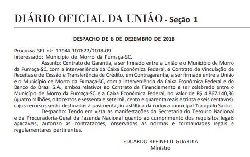 Ministério da Fazenda autoriza financiamento para asfaltar até Linha Torrens