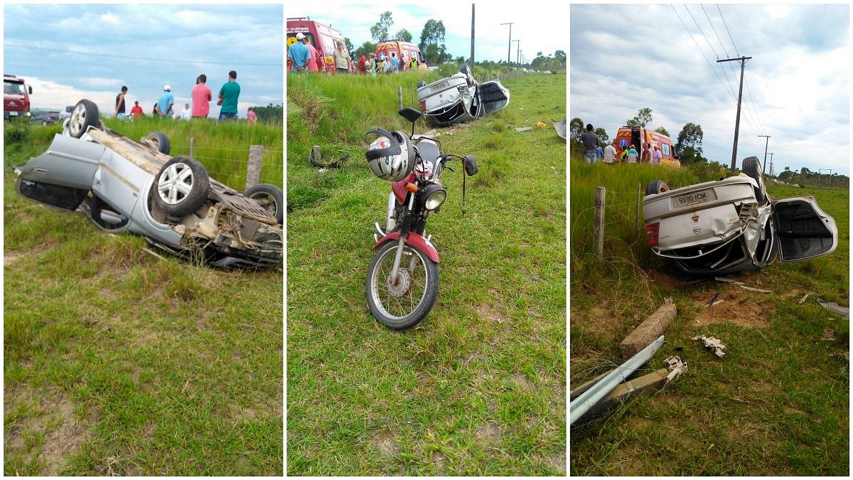 Acidente entre carro e moto deixa feridos no Olho d’ Água