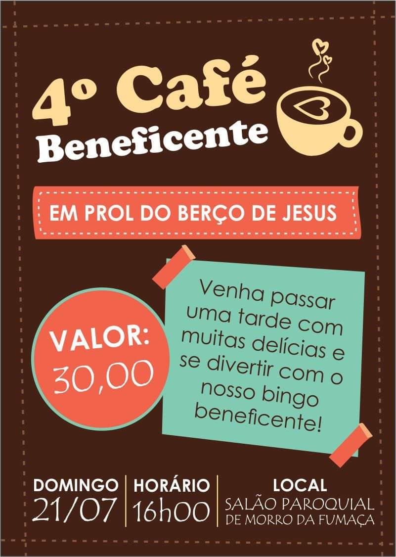 Centro Espírita Raio de Luz realiza 4º Café Beneficente no domingo