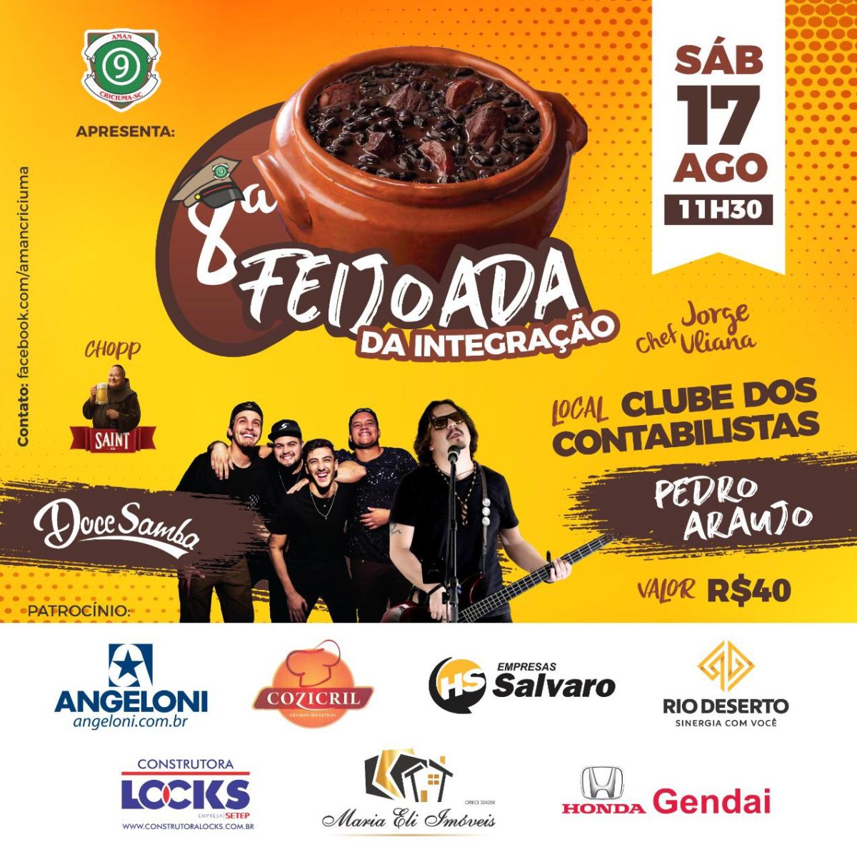 Associação dos Militares e Amigos do 9º Batalhão convida para a 8ª Feijoada da Integração