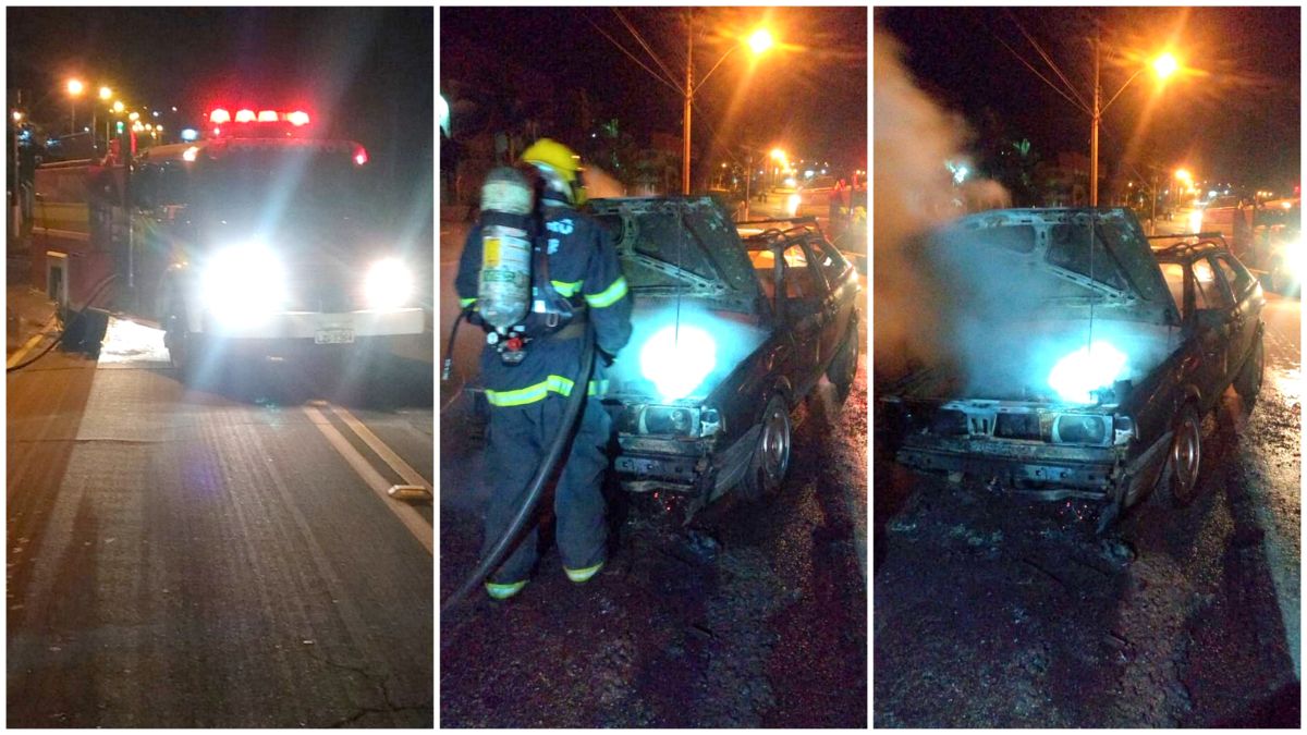 Veículo pega fogo no Bairro Jussara