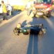 Acidente na Rodovia Tranquilo Sartor deixa motociclista ferido
