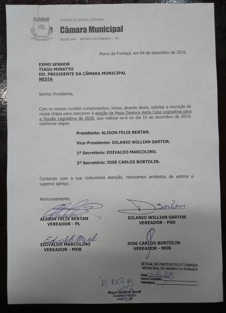 Chapa com Alison Felix Bertan para presidente é registrada