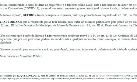 Na justiça, vereador consegue direito de se licenciar sem remuneração em Morro da Fumaça