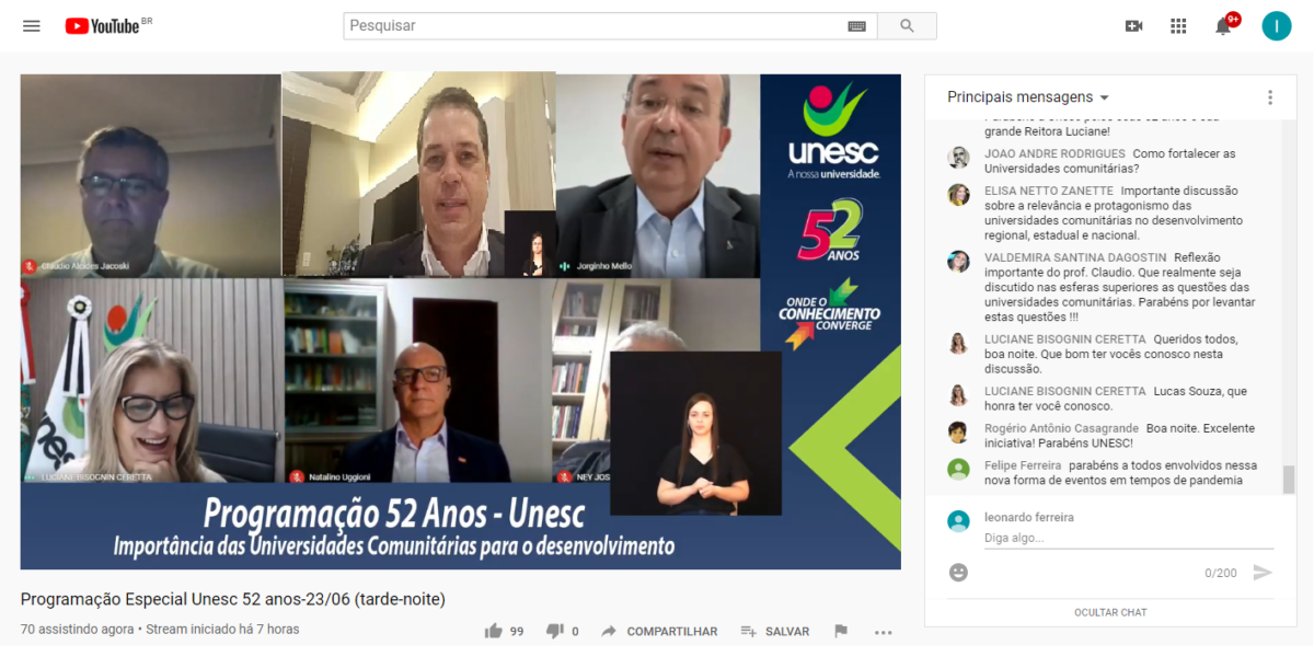 Unesc 52 anos: autoridades e personagens da política pública dialogam sobre o futuro do ensino e das comunitárias