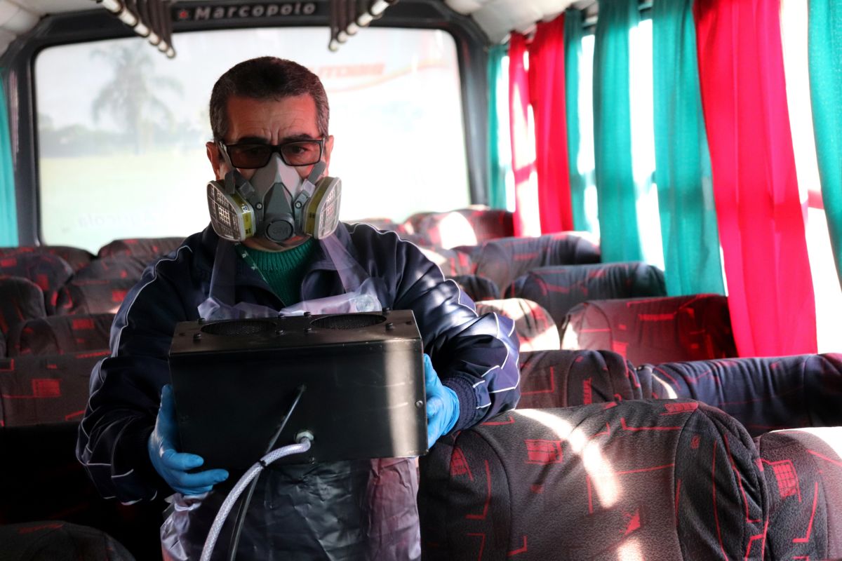 Universidade segura: Unesc realiza desinfecção dos ônibus com a tecnologia do ozônio