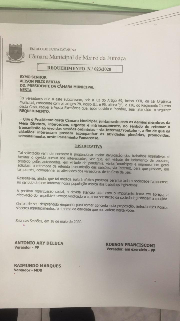 Legislativo retoma transmissão ao vivo das sessões na próxima terça