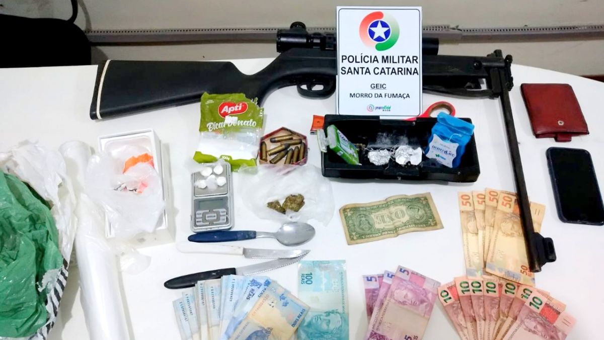 Homem é preso por tráfico de drogas, posse ilegal de armas e munição e contrabando