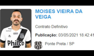 Com novo contrato registrado e publicado no BID, Moisés está à disposição para clássico