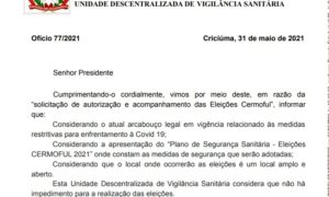 Documento do Governo do Estado libera eleição da Cermoful dia 13