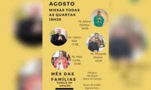 No mês da família, missas com padres convidados na Paróquia São Roque
