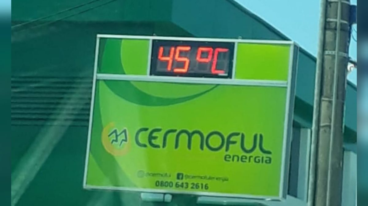 Termômetro de rua registra 45ºC em Morro da Fumaça