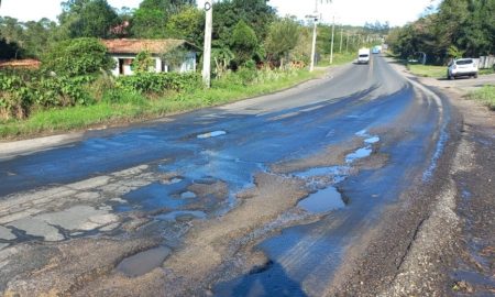 Risco aos motoristas na Rodovia SC-443