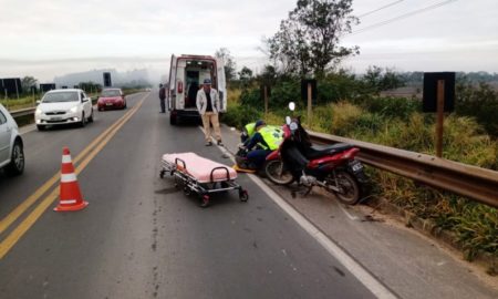 Cachorro provoca queda de motociclista na Rodovia SC-445