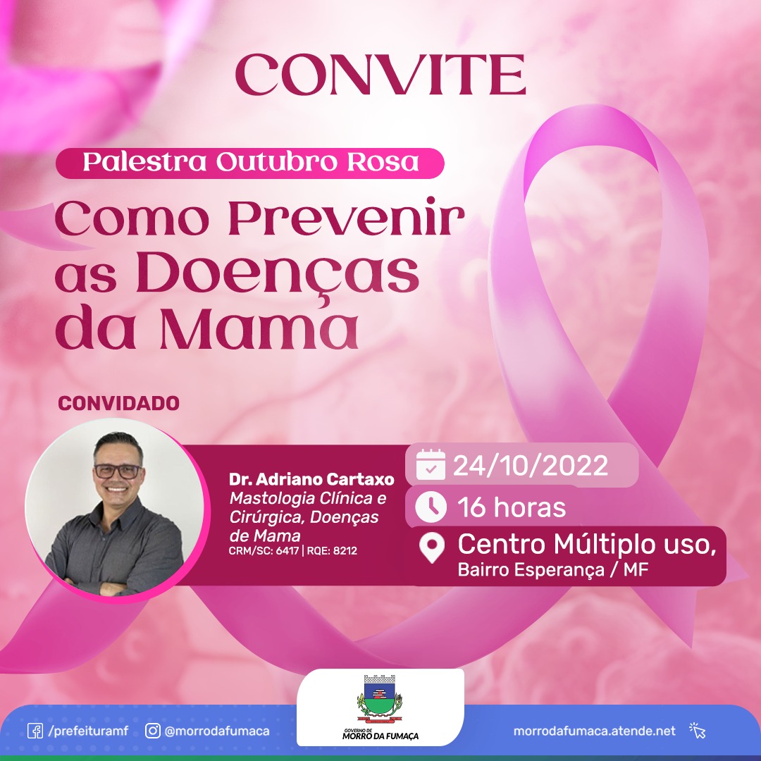 Outubro Rosa: Morro da Fumaça promove palestra sobre prevenção às doenças de mama