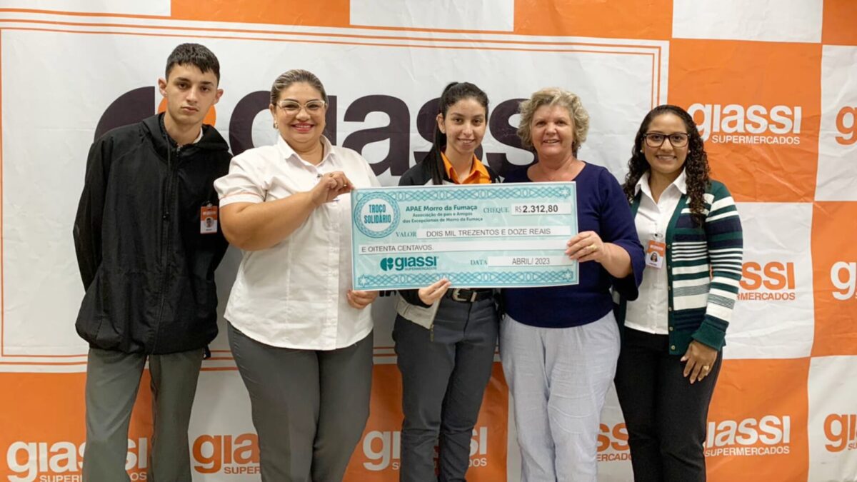 Troco solidário do Supermercado Giassi rende R$ 2,3 mil para Apae