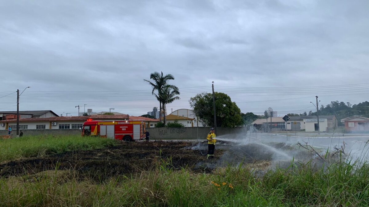 Fogo em terreno baldio prejudica aulas na Escola Pietro Maccari