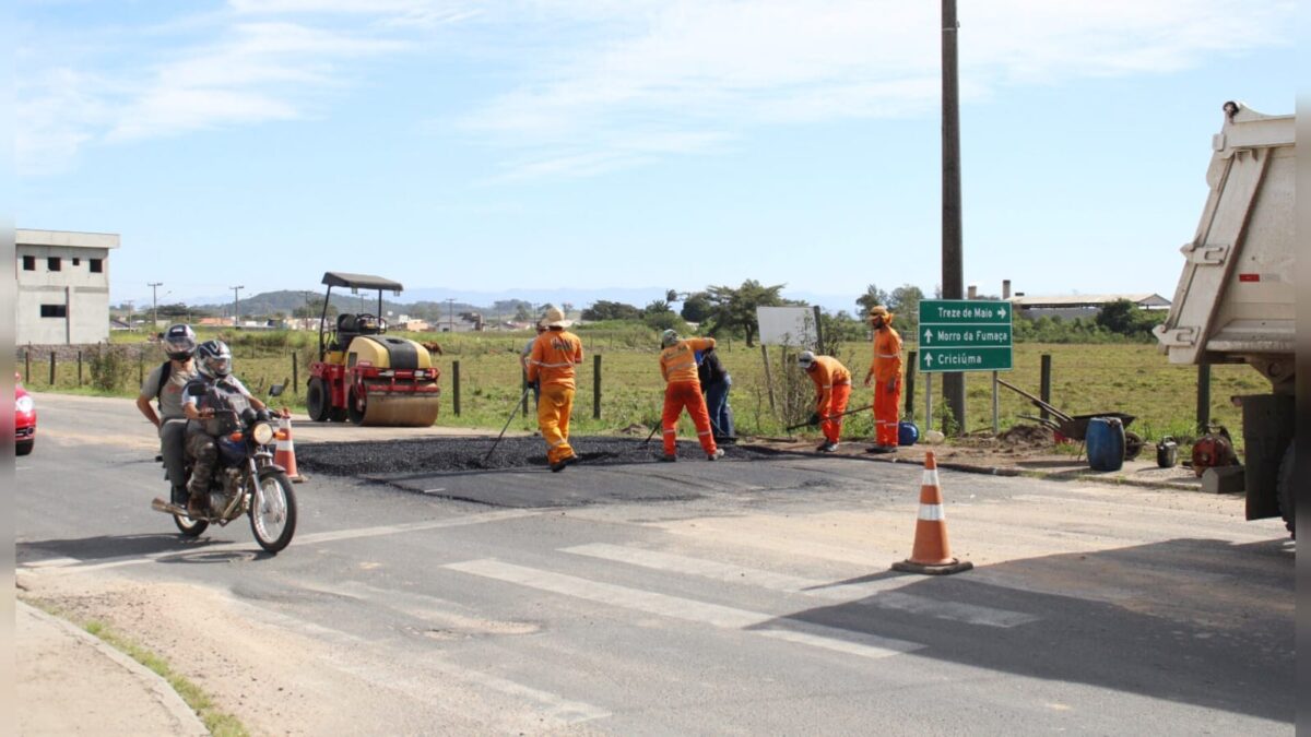 Após solicitação do Governo de Morro da Fumaça, faixa elevada é instalada na SC-443