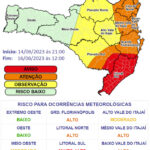 Defesa Civil de Santa Catarina emite Aviso Especial para chuva persistente e volumosa
