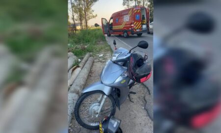 Motociclista colide com cachorro e sofre queda na Rodovia Genésio Mazon