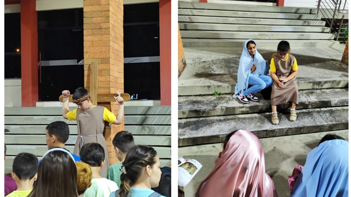 Catequizandos realizam encenação da Via Sacra