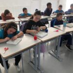 Alunos da escola Vicente Guollo exploram técnica com pregos e linhas em experiência artística