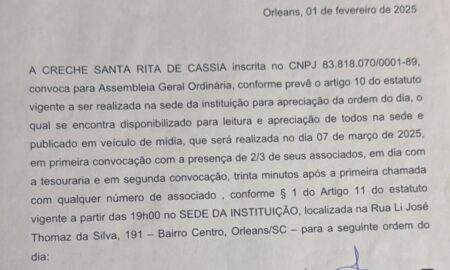 Edital de Convocação - Creche Santa Rita de Cássia