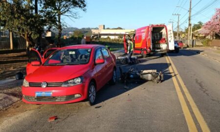 Colisão entre carro e moto deixa homem ferido no Distrito de Estação Cocal