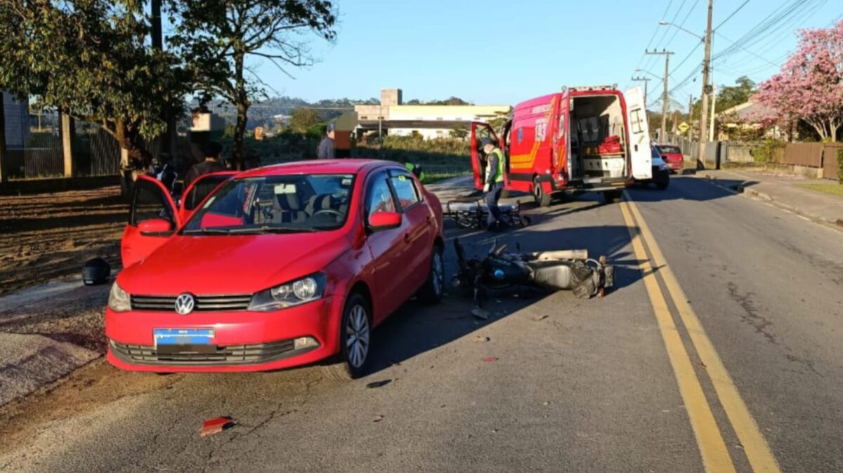 Colisão entre carro e moto deixa homem ferido no Distrito de Estação Cocal