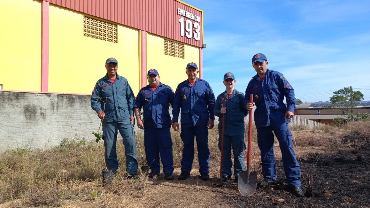 Bombeiros realizam plantio de mais de 140 mudas de árvores
