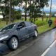 Motorista perde o controle e quase cai em ribanceira na Rodovia Olívio Cechinel