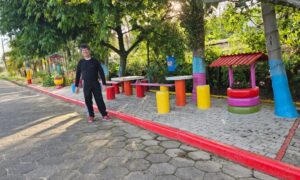Morador transforma trecho de rua em espaço colorido e acolhedor no Centro de Morro da Fumaça