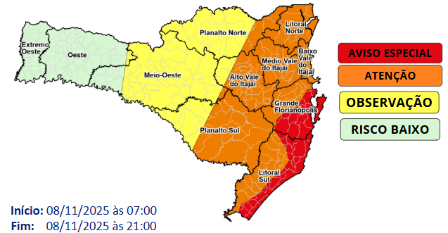 Vendavais entre a manhã e a noite de sábado (08)