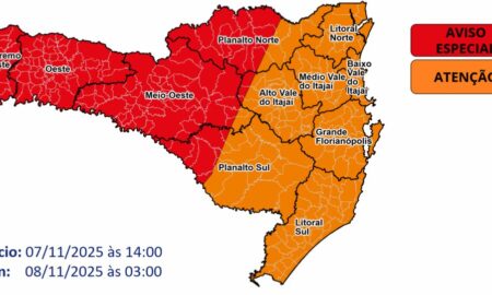 Temporais com vendaval e chuva intensa entre a tarde de sexta-feira (07) e a madrugada de sábado (08)