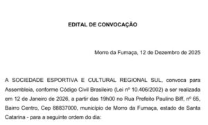 Edital de Convocação: Sociedade Esportiva e Cultural Regional Sul