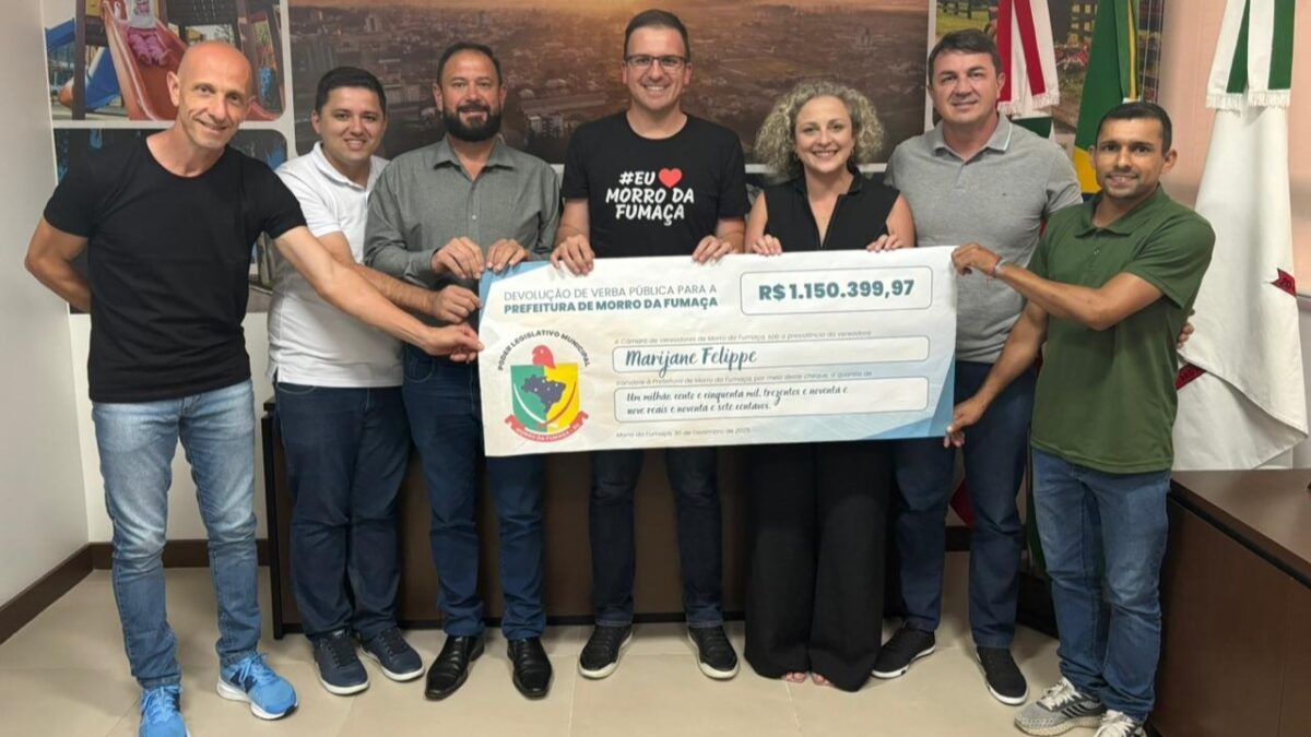 Câmara de Morro da Fumaça devolve R$ 1,15 milhão à Prefeitura e registra maior repasse da história