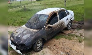 Veículo pega fogo na Linha Serafin