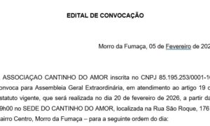 EDITAL DE CONVOCAÇÃO – ASSOCIAÇÃO CANTINHO DO AMOR