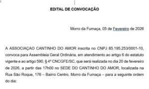EDITAL DE CONVOCAÇÃO – ASSOCIAÇÃO CANTINHO DO AMOR