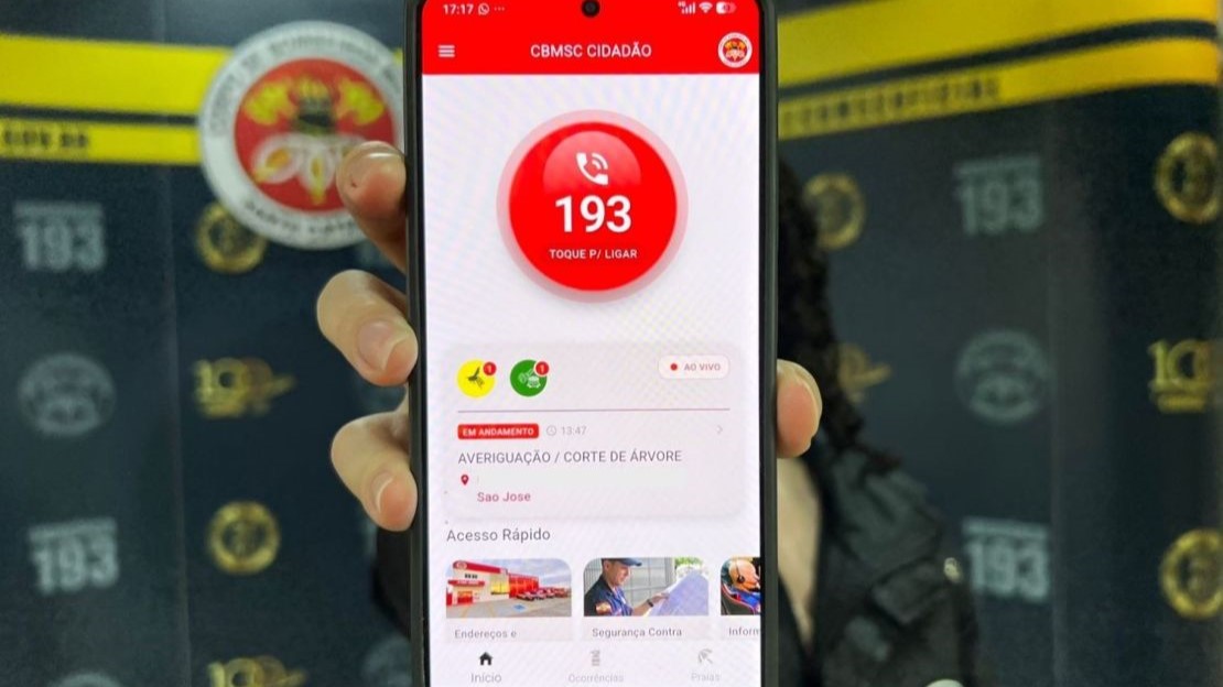 Chamadas para o 193 podem ser realizadas pelo aplicativo CBMSC cidadão