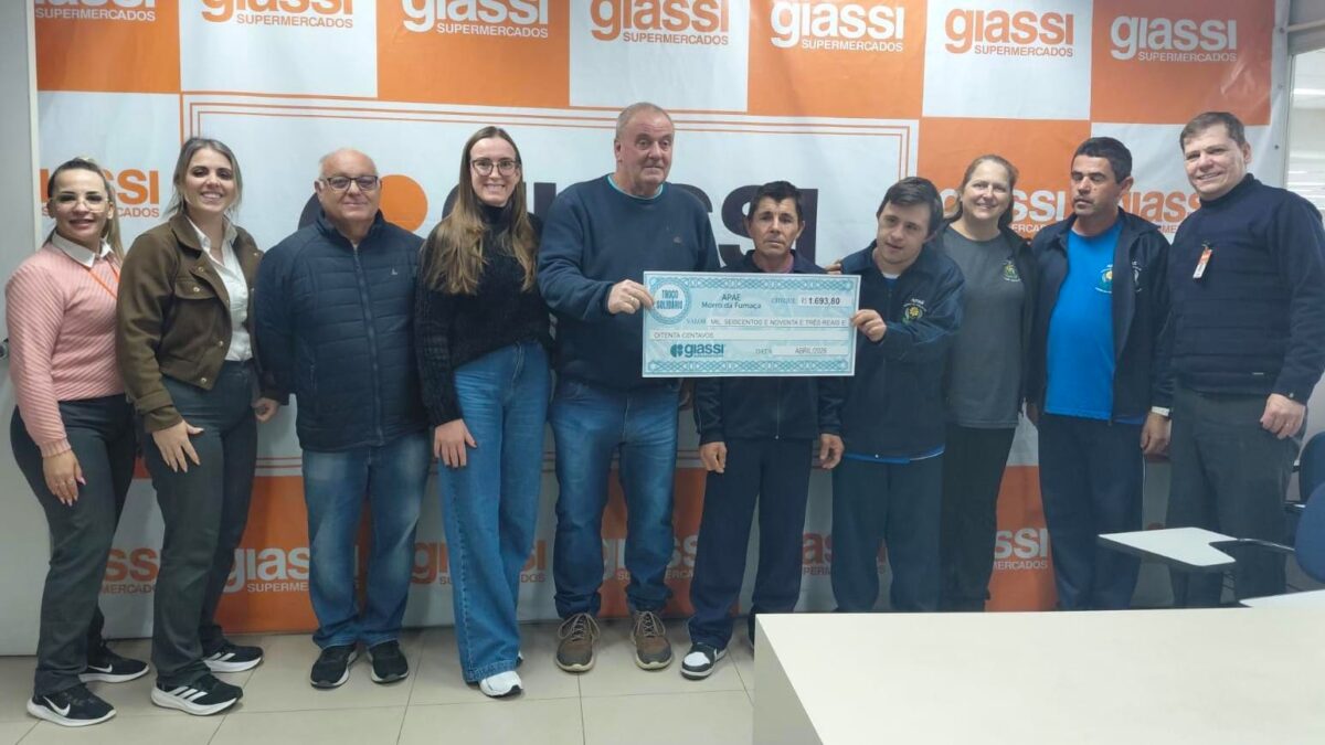 Campanha Troco Solidário do Giassi Supermercados destina R$ 1,6 mil à APAE de Morro da Fumaça
