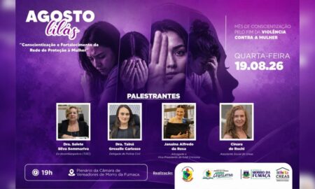 Evento alusivo ao Agosto Lilás mobiliza Morro da Fumaça pelo enfrentamento à violência contra a mulher